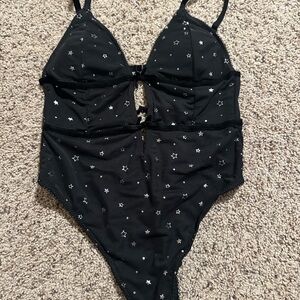 Forever 21 Black Star Pattern Bodysuit